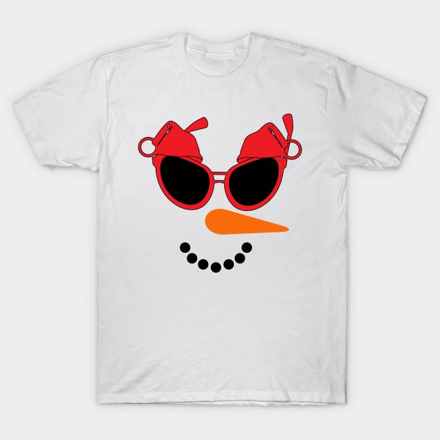 Christmas snowman face T-Shirt by Tee-riffic Topics